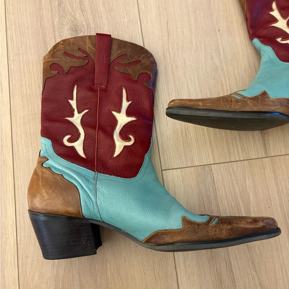 Matisse Red and Blue Western cowgirl Heeled Boots - Picture 9 of 10